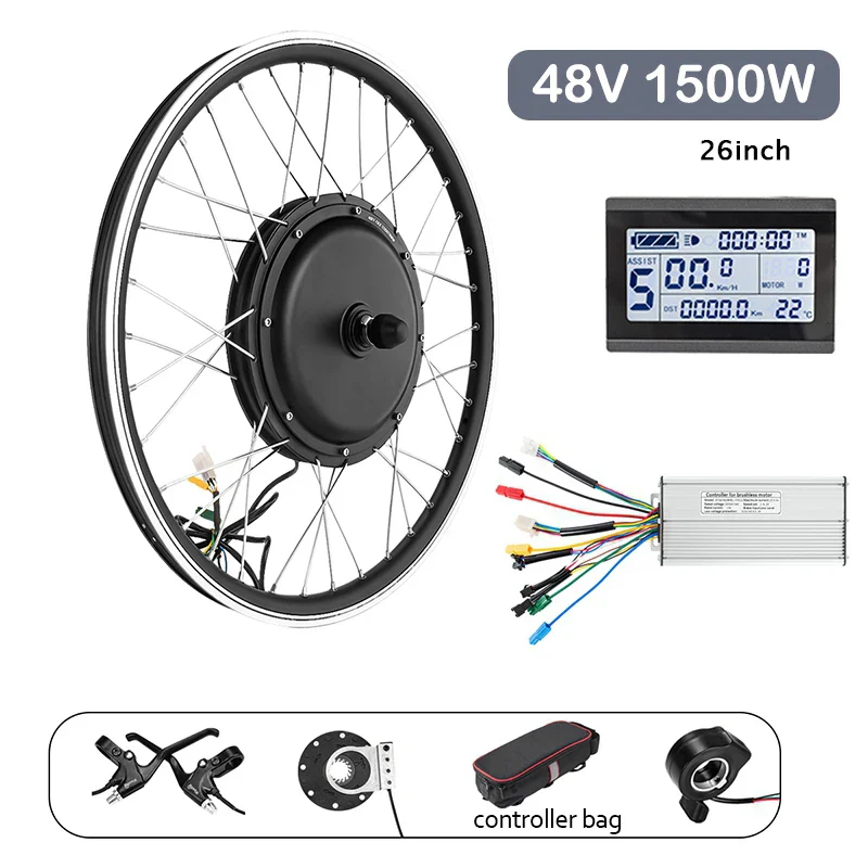 28in Motor Wheel E-bike Conversion Kits  Electric Bike Motor with LCD3 KT 48V 1500W Electric Bicycle Kit Rear Wheel Motor