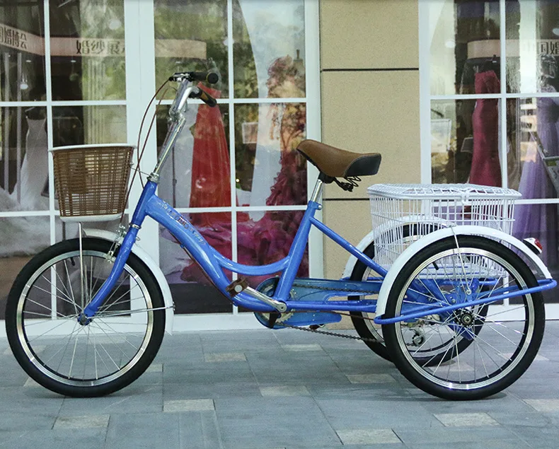 20 Inch Three-Wheeled Bicycle Pulling Goods / Grocery Tricycle Human Pedal Bike