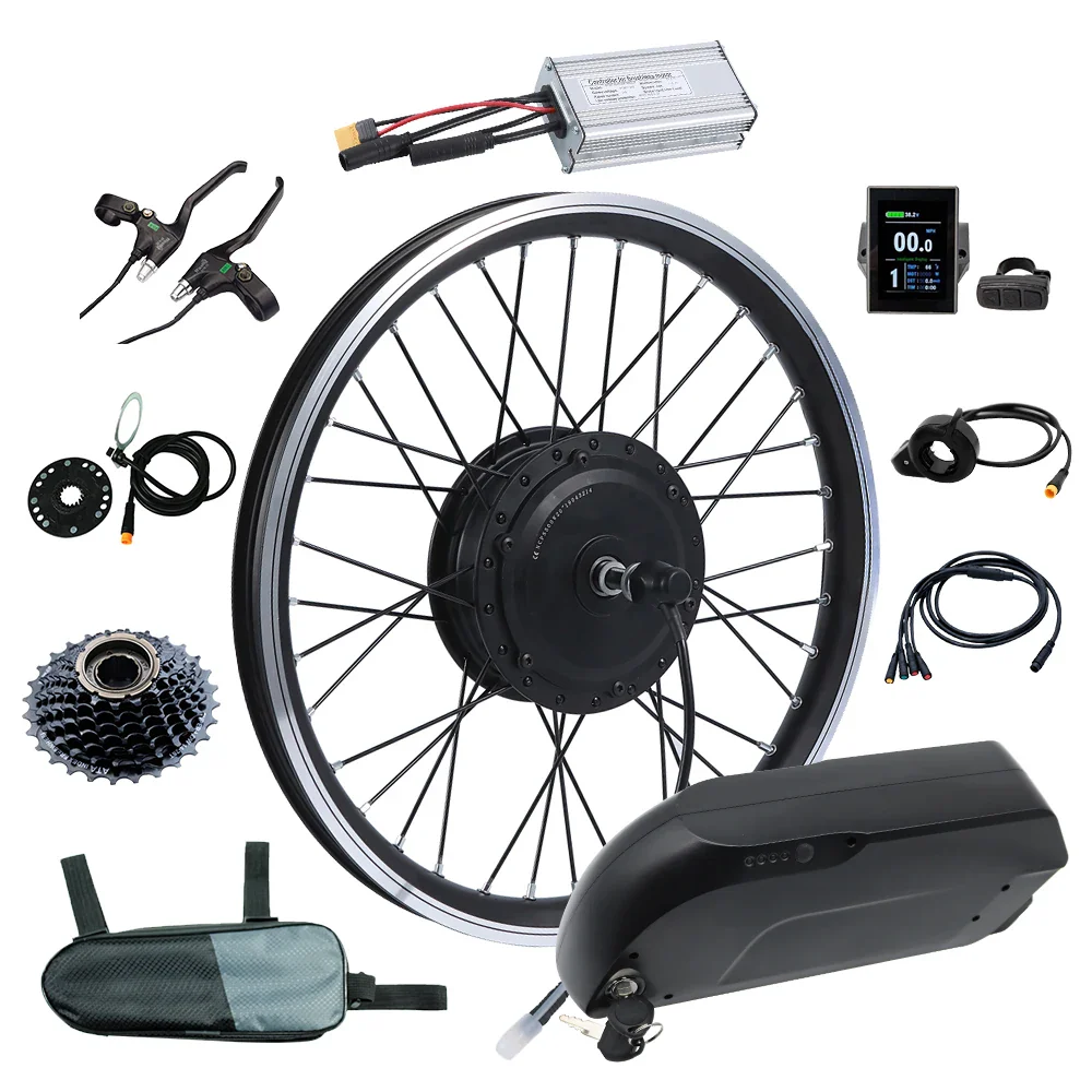 30-45km/h 48v 500w-750w electric bike conversion kit with 48v 16ah ebike lithium battery pack 50-70km range