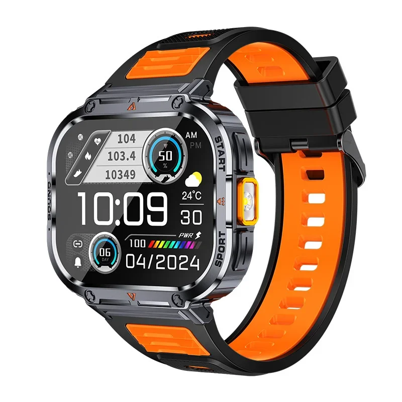 Gaines NX23 Smart Watch 2inch Ultra Large Screen LED Light Flashlight BT Calling AI Voice 400mAh Men Fitness Sports Tracker Smart
