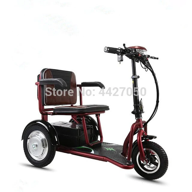 Free shipping   hot sale  lightweight folding three-wheel electric scooter wheelchair  disabled