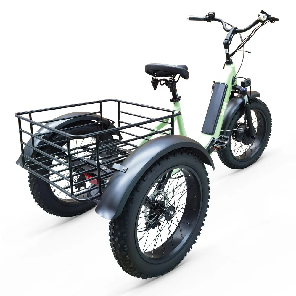 20 Inch*4.0 Power-Assisted Electric Tricycle Six Speed Tricycle 48V Battery /500W Electric Folding Tricycle