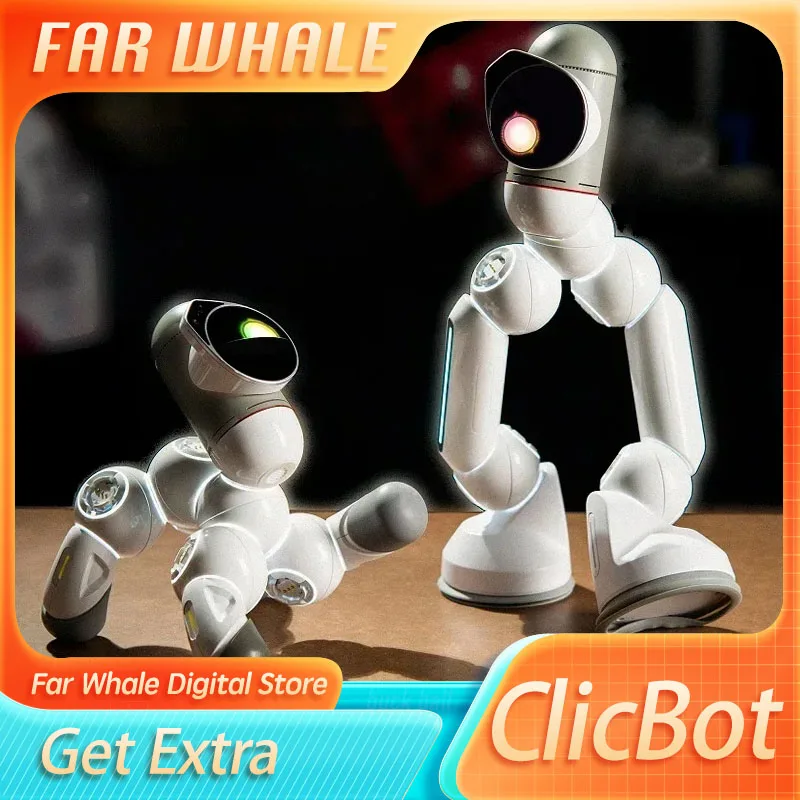 Clicbot Intelligent Robot Modular Splicing Kid Puzzle Toys Model Ai Program Desktop Electronic Pet Robot Accompany Xmas Gift Toy