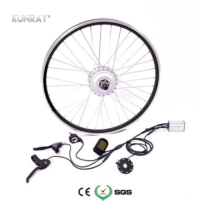 KUNRAY Electric Bicycle Conversion Kit 250W 36V 48V Brushless Gear Hub Motor For Road MTB Bike Front Wheel Ebike Set With LCD5