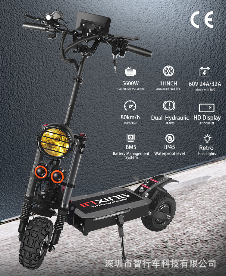 11 inch 60v 5600w high-speed double drive electric scooter  off-road electric scooter  folding electric scooter