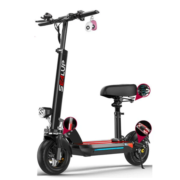 10 Inch Electric Kick Scooter Electric Bicycles 500W 48V 150KM GPS Folding E Bike Scooter Seat For Adults Black/White