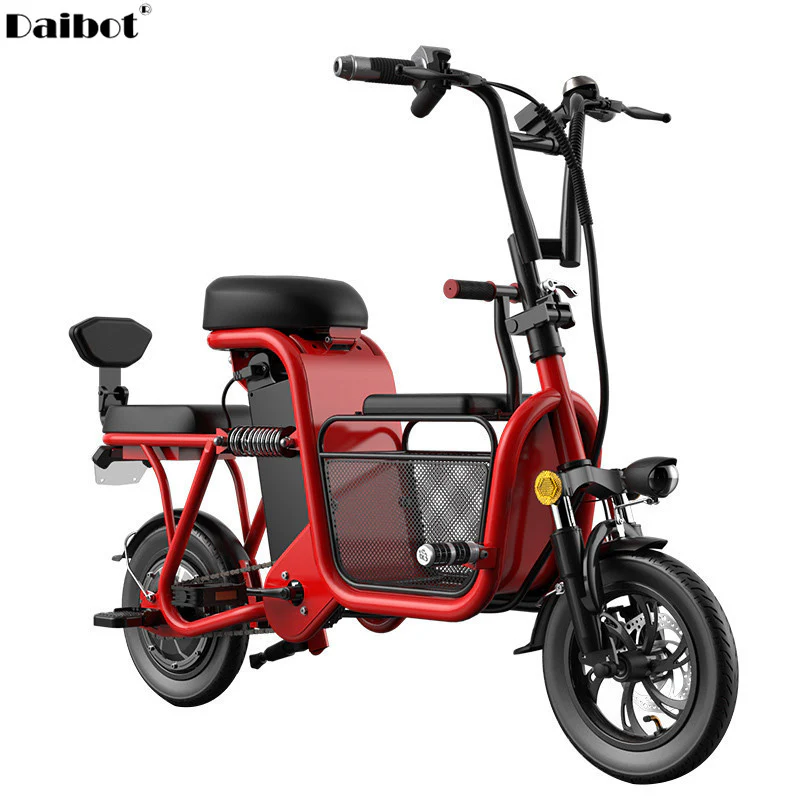 Electric Folding Bicycle 12'' 48V 350W Two wheel Electric Bicycles Sensitive Brake Portable Electric Scooter With Seat For Adult