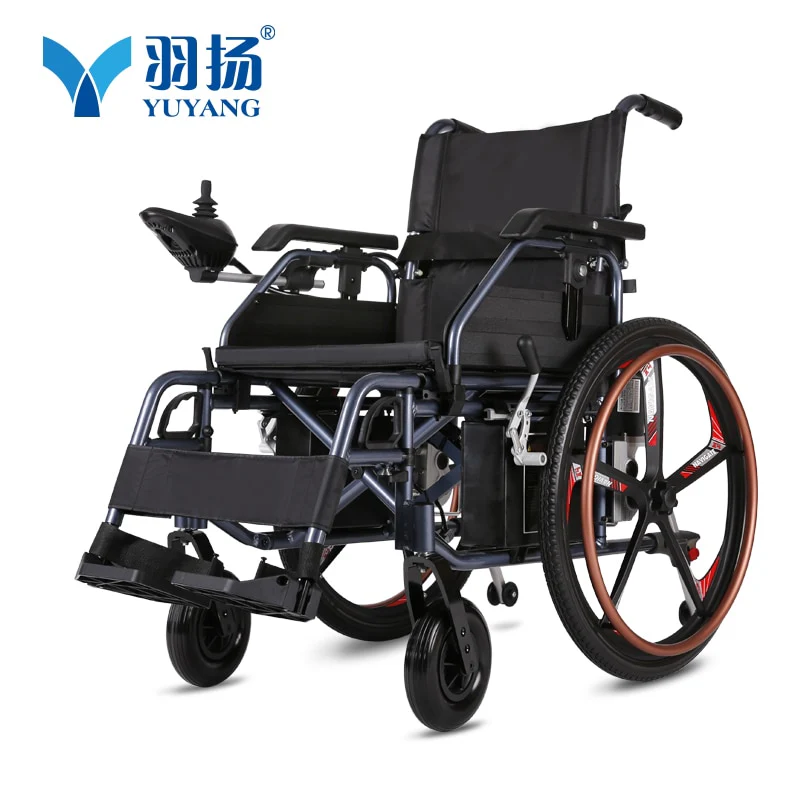 Handicapped equipment elderly wheel chair motor wide wheels lightweight folding electric wheelchair with charger for disabled