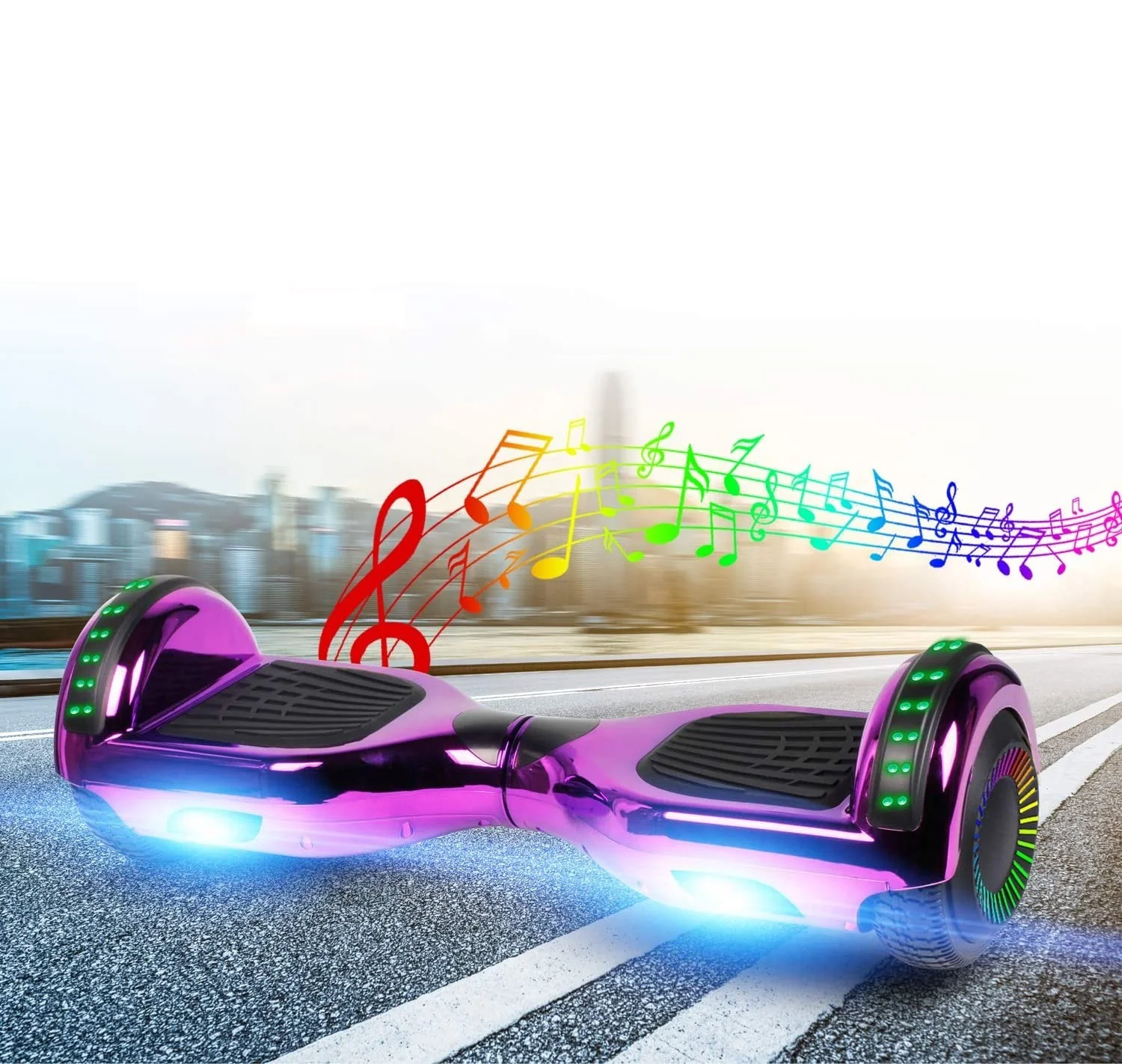 GlareWheel M3 Hoverboard LED Light Bluetooth Chrome Purple