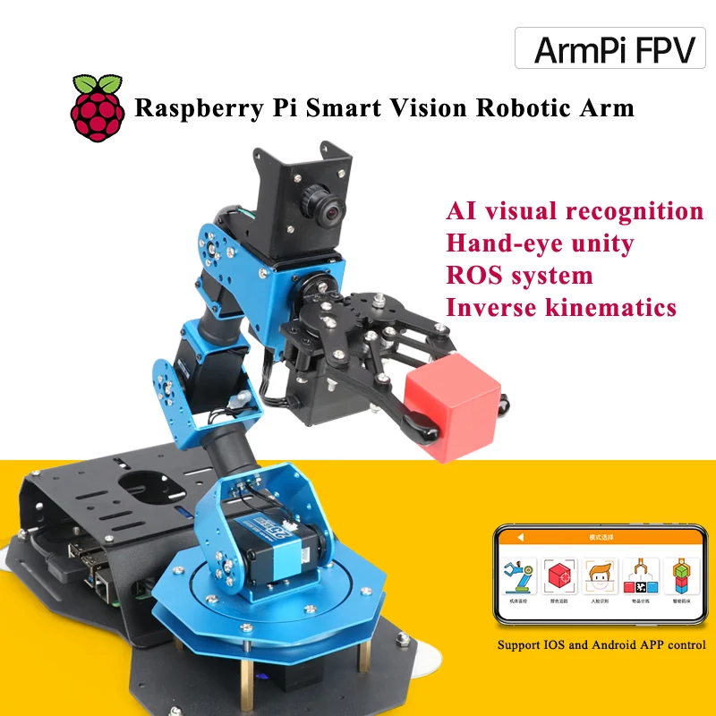 Hiwonder ArmPi-FPV ROS AI Robot Arm Visual Recognition Python Manipulator Raspberry Pi Open Source Robotics Kit
