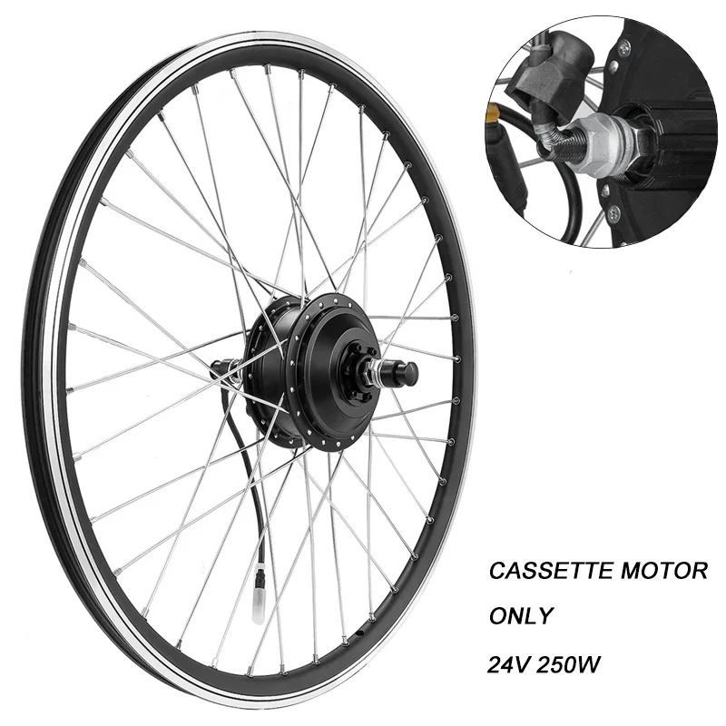 Cassette Motorwheel Electric Bike Conversion Kit 16-29 Inch 700C 36V 48V 250W Front Rear Hub Motor Wheel for Ebike