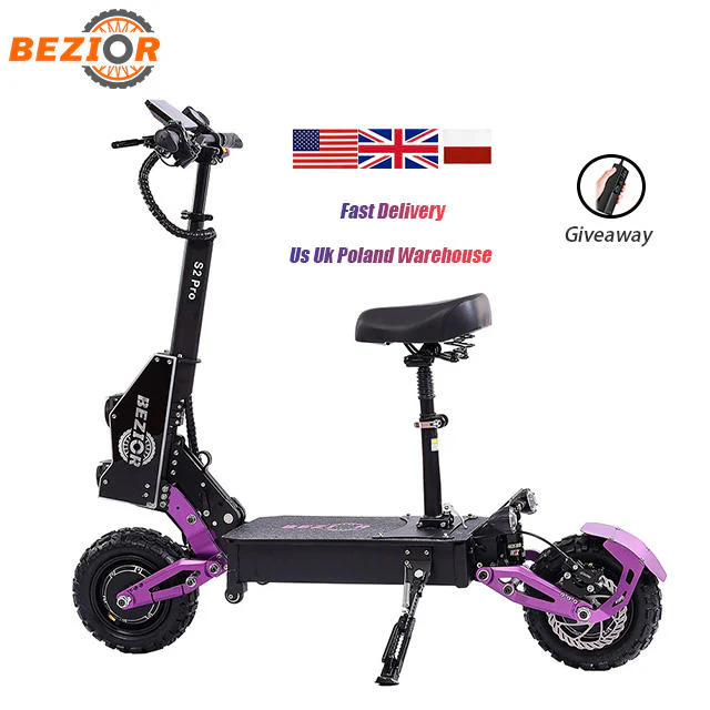 BEZIOR S2 Pro Electric Scooter - 1200W Dual Motor, 60V 20.8Ah Battery, Foldable E-Motorcycle with 10.0*2.25 Inch Off-Road Tires&nbsp;Foldable Electric Scooter