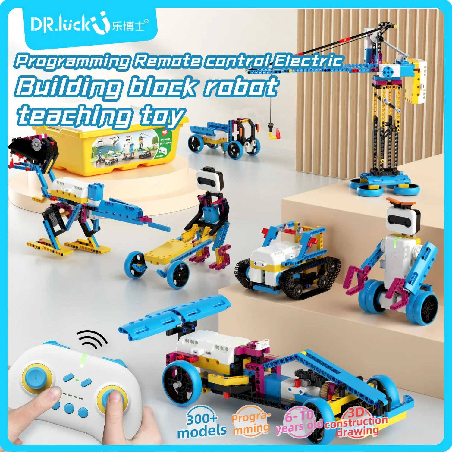 Dr. Luck Remote Control Toys Children's Programming Electric Building Block Robot Mechanical Power Kit Toy Boys and Gils Toy Set