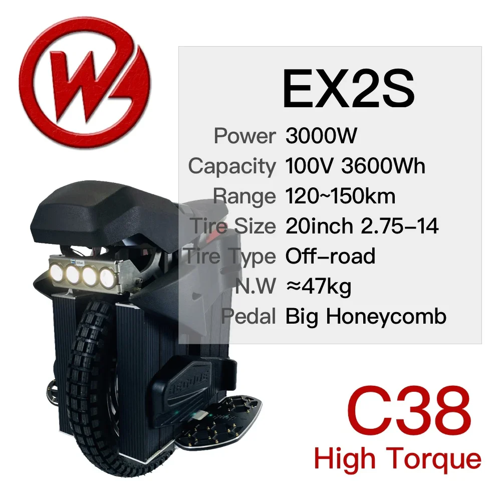 Begode Unicycle EX2 EUC EX2S Electric Balance Wheel 116V 100V 2040Wh 3600Wh Smart Powerful C38 Off-road Tire