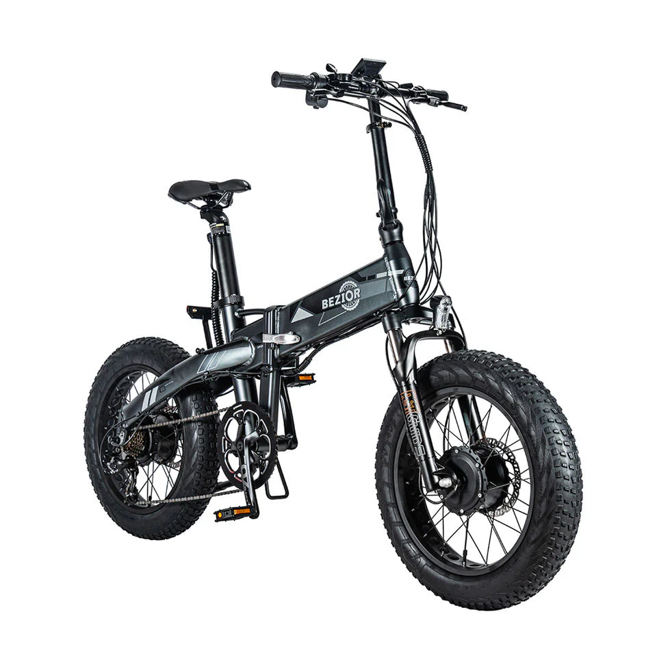 BEZIOR XF005 Dual Motor Dual Battery Electric Mountain Bike 20 Inch Wheel 36V 16+6.4Ah Lithium Battery Ebike with 20*4