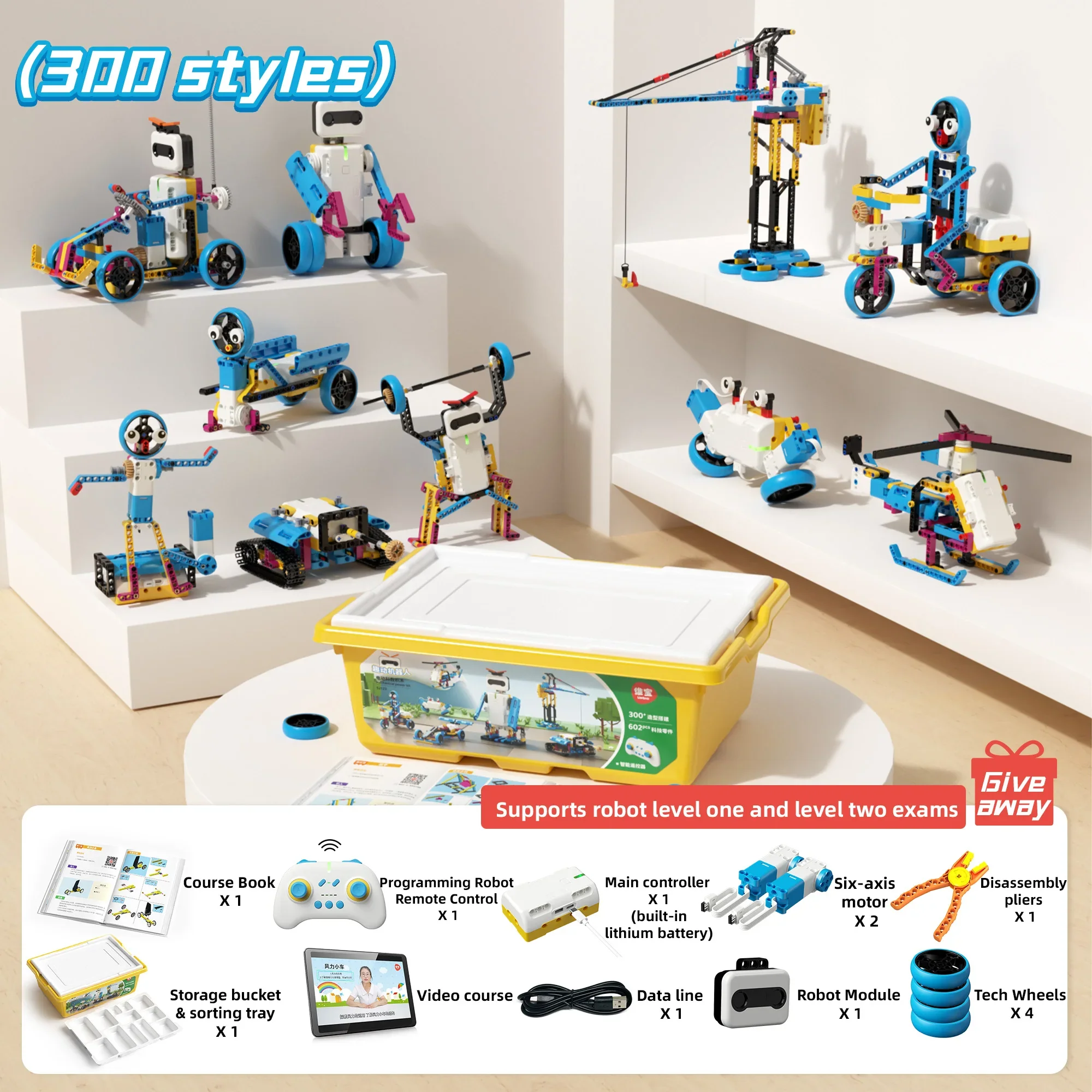 Dr. Luck Remote Control Toys Children's Programming Electric Building Block Robot Mechanical Power Kit Toy Boys and Gils Toy Set