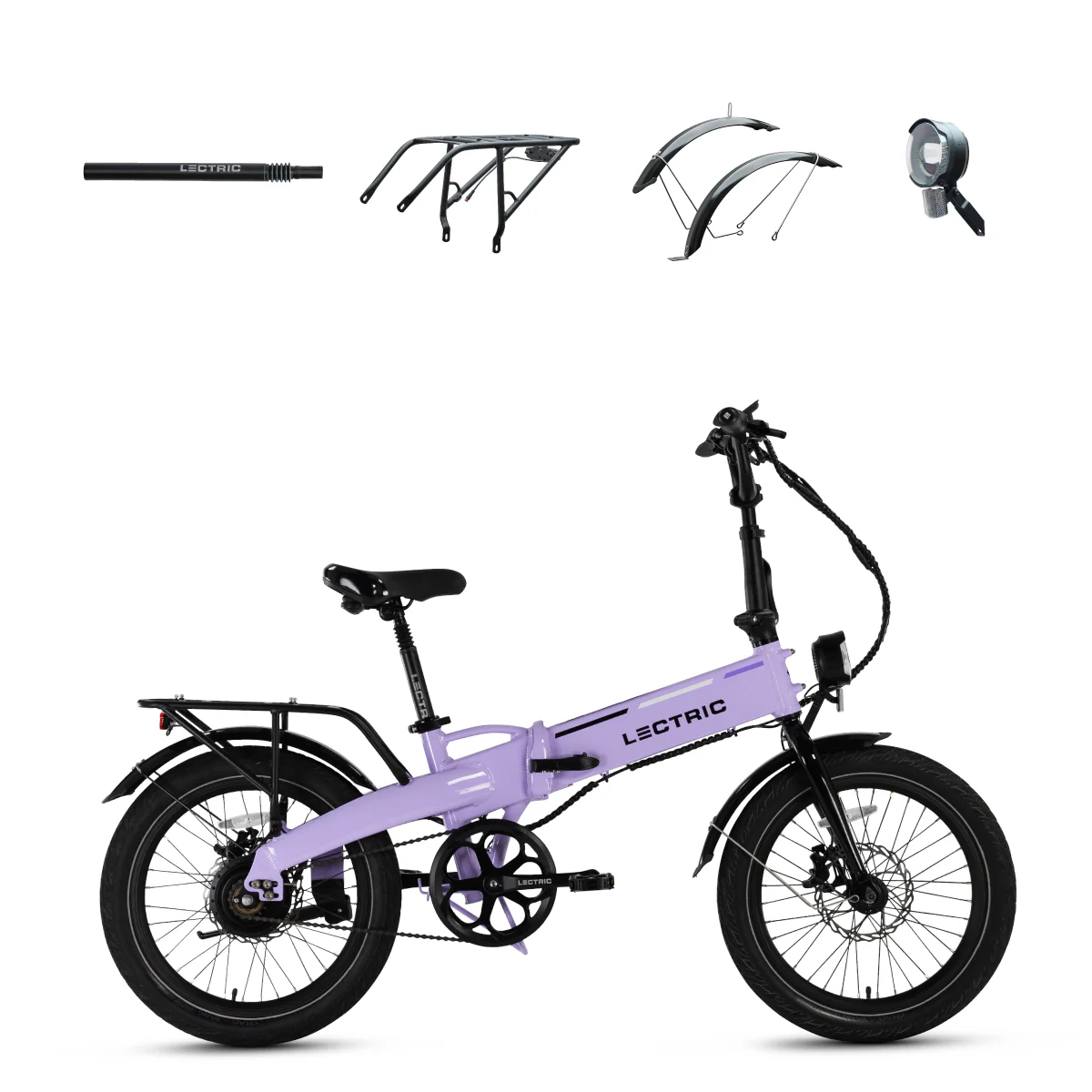 XP Lite2 Lavender Haze Long-Range + FREE Rear Rack, Fenders, Elite Headlight, Suspension Seat Post ($346 Value)