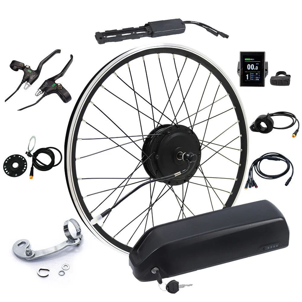 30-45km/h 48v 500w-750w electric bike conversion kit with 48v lithium ebike battery pack geared hub motor wheel high torque