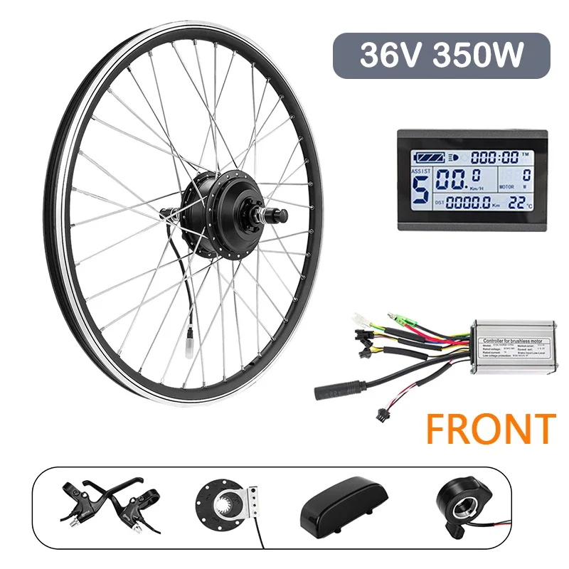 E Bike Kit Rear Wheel Motor 36V 48V 350W Electric Bike Conversion Kit Hub Brushless Controller Display KT LCD3  Brushless Motor