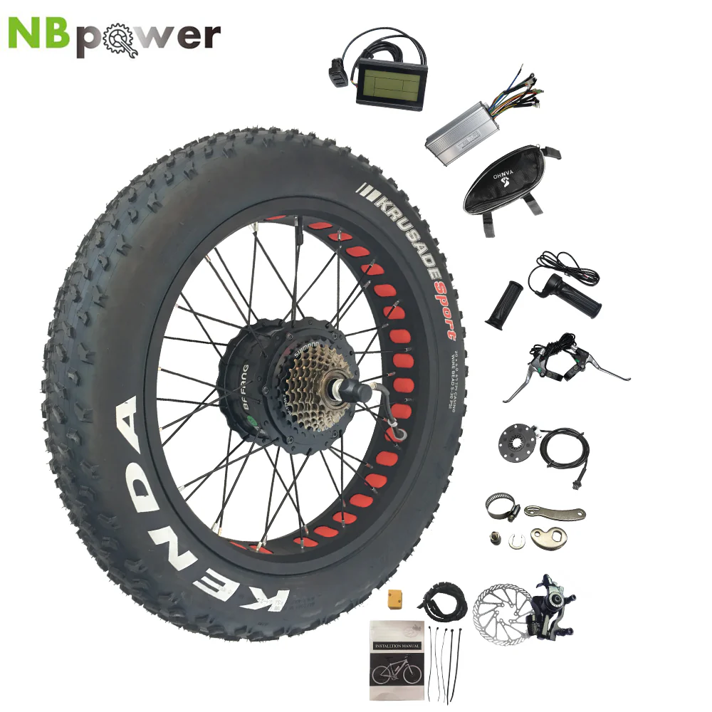 8FUN 26inchx4.0 FAT Tyre 48V500W geared rear motor kits