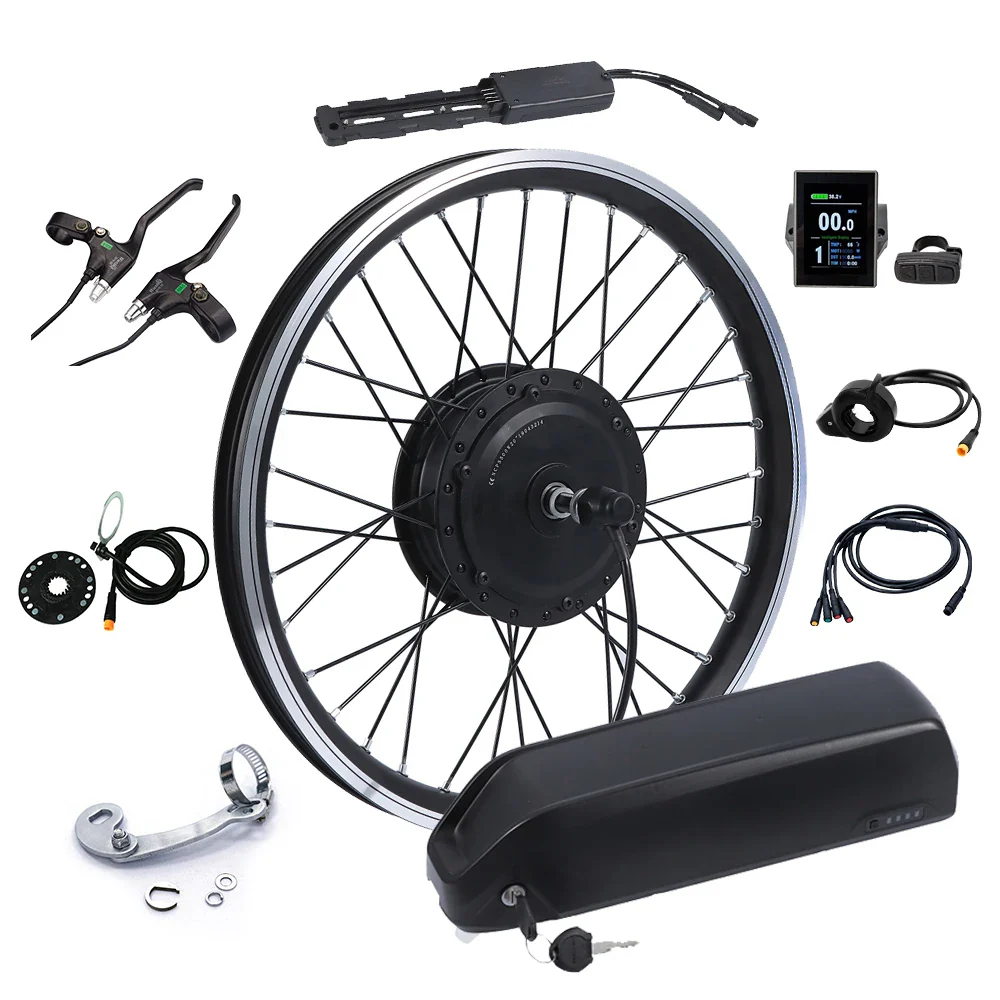 30-45km/h 48v 500w-750w electric bike conversion kit with 48v lithium ebike battery pack geared hub motor wheel high torque
