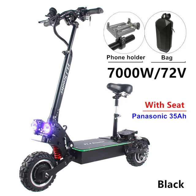 72v Dual Motor 7000W Electric Scooter with dual engines 11inch wheels double drive LED pedal kick electric scooter electrico