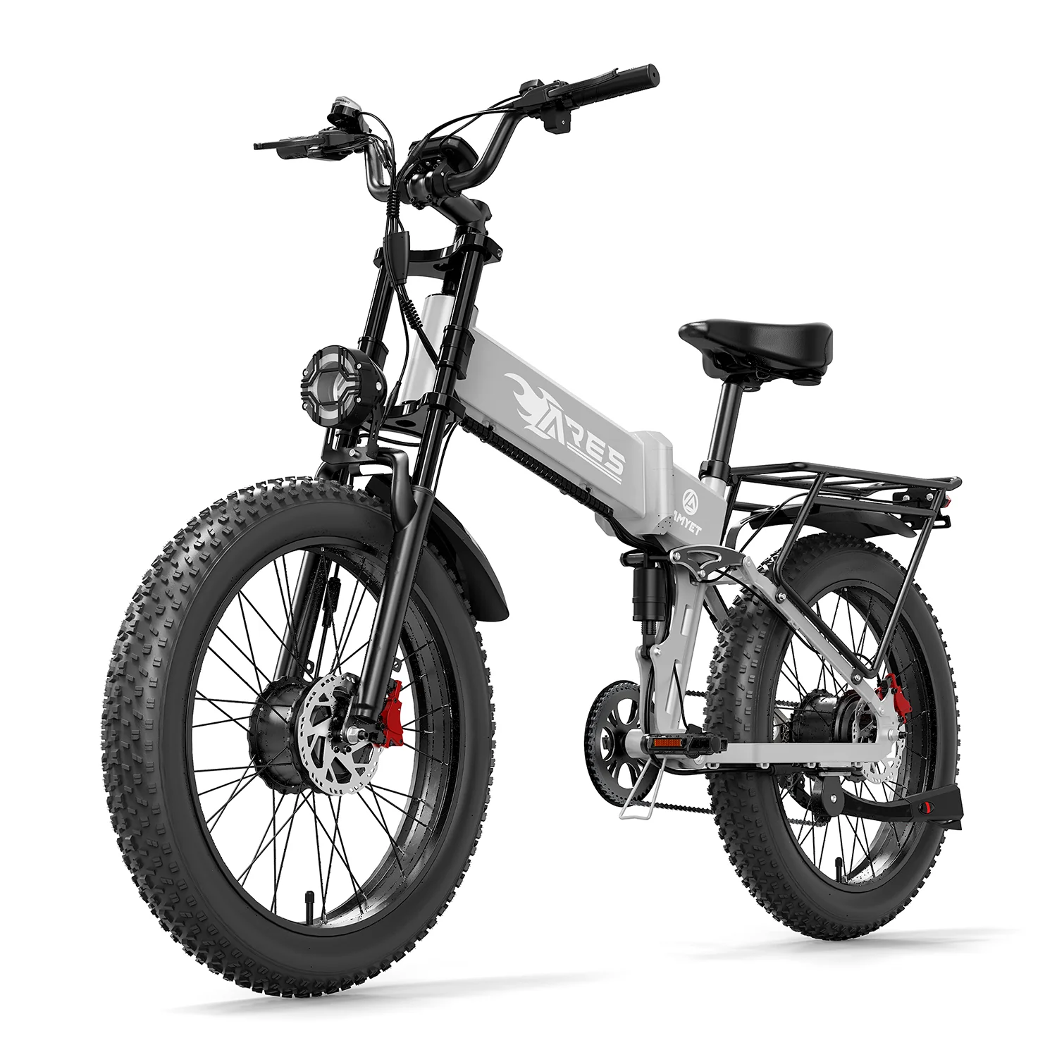 AMYET Ares 2*1000W Dual Motor Electric Mountain Folding Bike 52V/20Ah - Gray