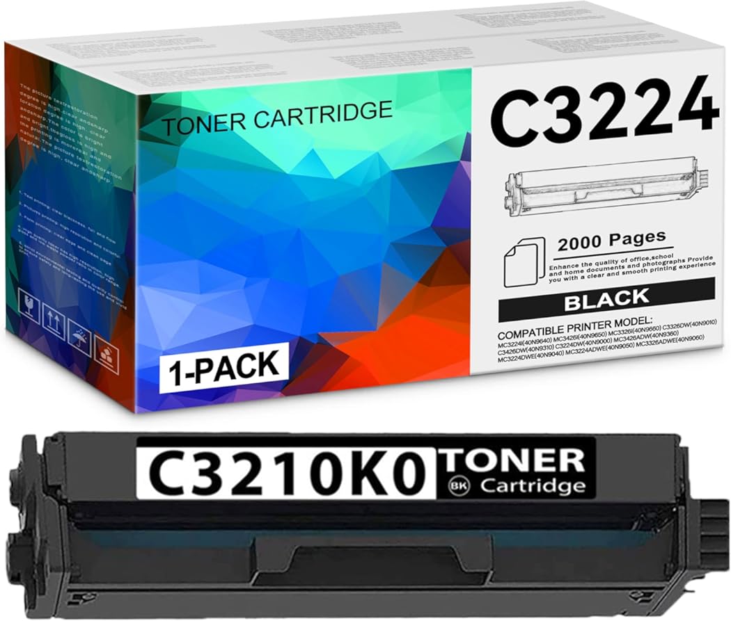 C3224 C3210K0 Black Toner Cartridge Replacement for Lexmark LEXC3210K0 C3210K0 MC3224i MC3426i MC3326i C3326dw C3426dw C3224dw MC3426adw MC3224dwe MC3224adwe MC3326adwe Printer, 1 Pack .