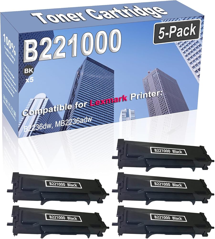 Credibility Store 5-Pack Compatible High Capacity B221000 Printer Cartridge use for B2236dw MB2236adw Toner Cartridge (Black)