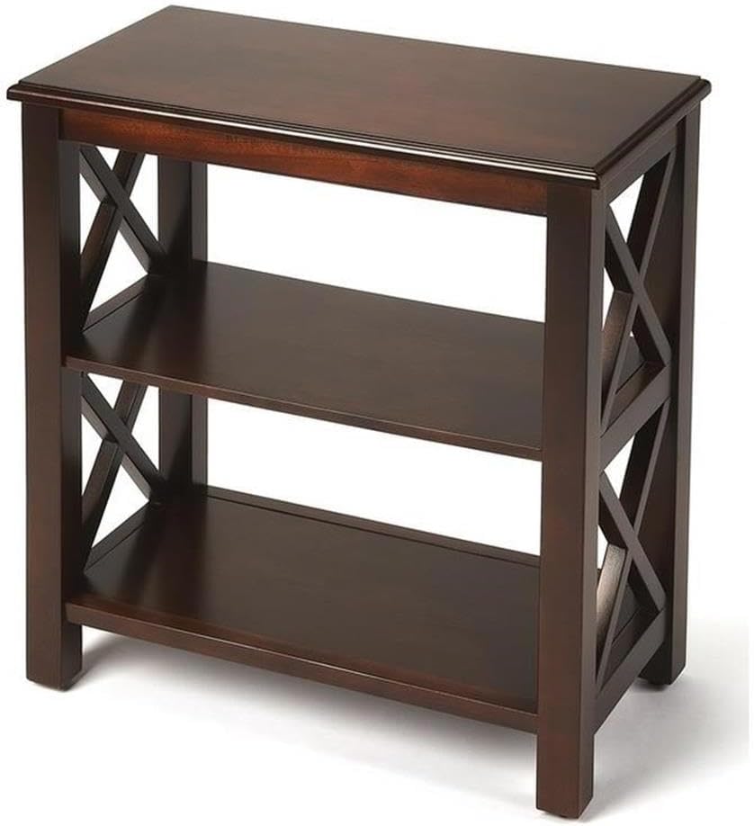 BOWERY HILL Transitional Wood 2 Shelf Petite Bookcase in Cherry