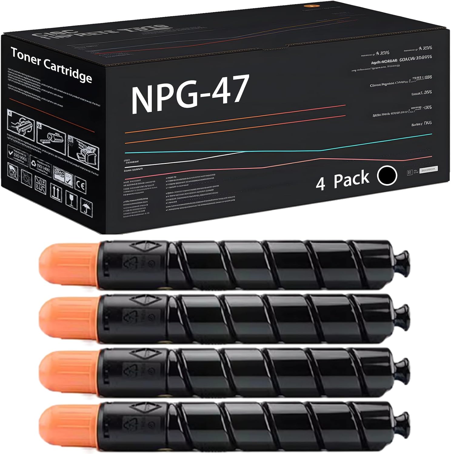 UVUMB Compatible with Canon NPG-47 GPR-32 C-EXV30 Toner Cartridge Work for Canon imageRUNNER Advance C9075 PRO C9270 PRO C9280 Printers (4 Pack Black)