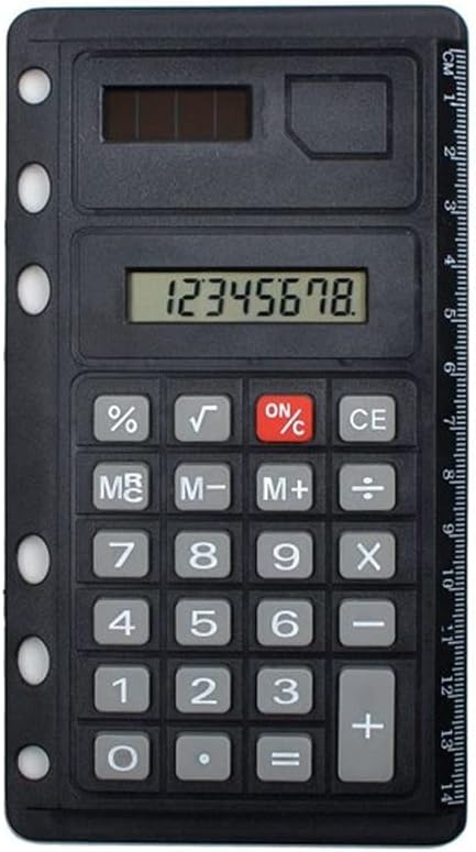 TEOYETTSF 8 Digits Solar Calculator Creative Loose Leaf Binder Spiral Calculator with Ruler School Office Supplies