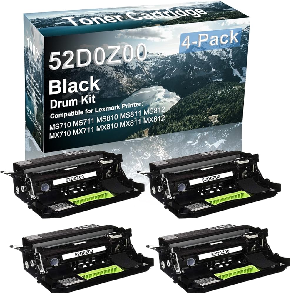 Credibility Store 4-Pack Compatible 52D0Z00 Drum Kit use for MS710 MS711 MS810 MS811 Printer (Black)