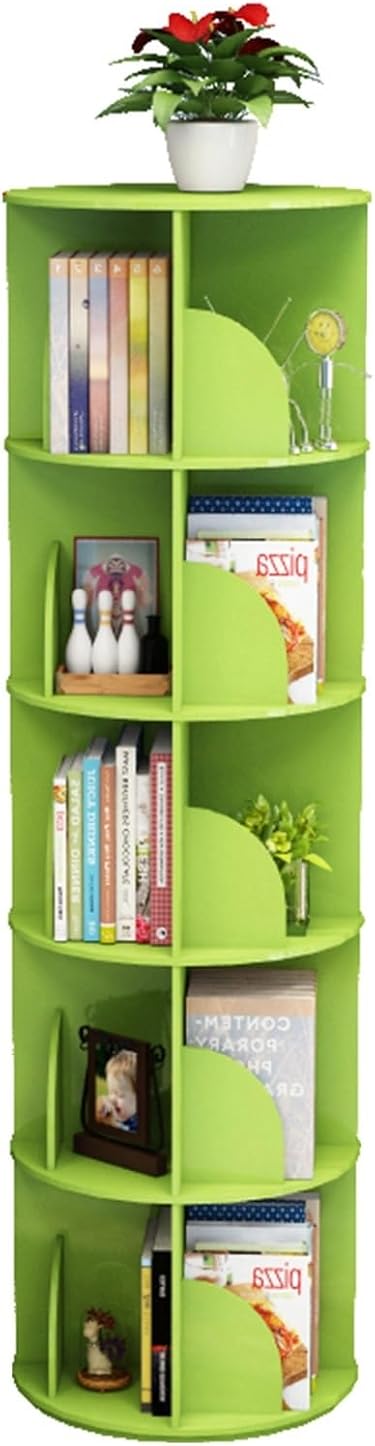 Rotating Bookshelf 5 Tier 360° Revolving Bookcase Corner PVC Board Bookcase, Stackable Bookshelf Organizer, Display Cabinet for Office Home Living Room (Color : G, Size : 40 * 159cm)