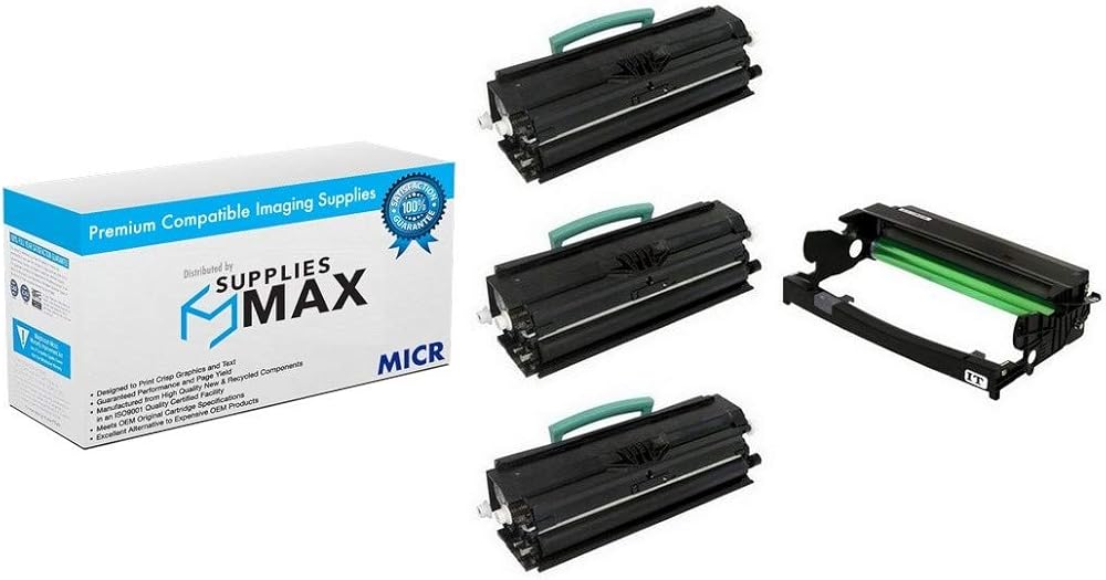 SuppliesMAX Compatible MICR Replacement for Lexmark E450DN Drum/Toner Value Combo Pack (1-Drum Unit/3-Toners) (E250X22G_1PK/E450A11A_3PKVB)