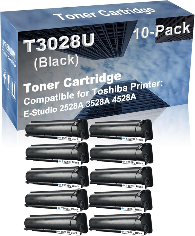 10-Pack Compatible High Yield E-Studio 2528A 3528A 4528A Printer Cartridge Replacement for Toshiba T3028U Toner Cartridge (Black)