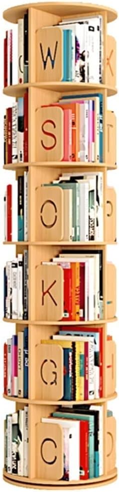 IOCCIOBB Bookcases Rotating Bookshelf 360° Book Storage Shelf Picture Book Shelf Living Room Multi-Level Shelves Wooden (Size : 44 * 190cm)