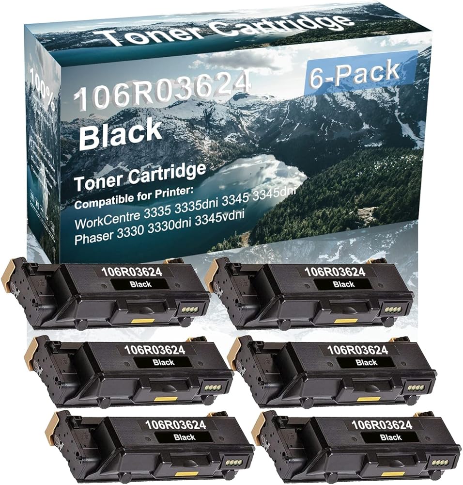 Credibility Store 6-Pack Compatible High Yield 3345 3345dni Printer Cartridge Replacement for 106R03623 106R03624 Toner Cartridge (Black)