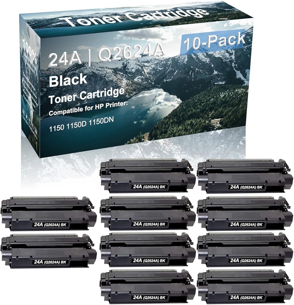 10 Pack Compatible High Capacity Black 24A | Q2624A Black Toner Cartridge use for HP 1150 1150D 1150DN Printer