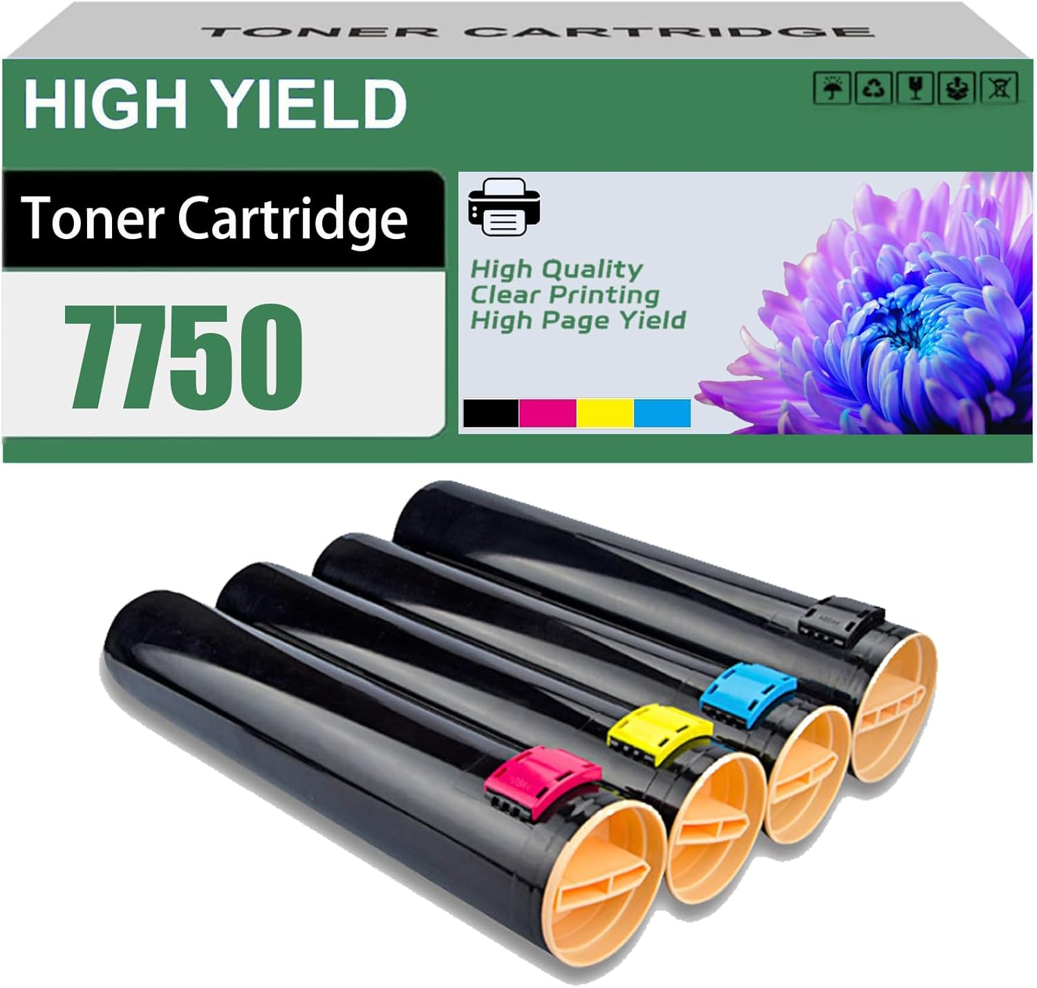 XNINJA Compatible for Xerox 106R00652 106R00653 106R00654 106R00655 Toner Cartridge, Work with Phaser 7750 7750B 7750DN 7750DX 7750DXF 7750GX Printer (1Set)