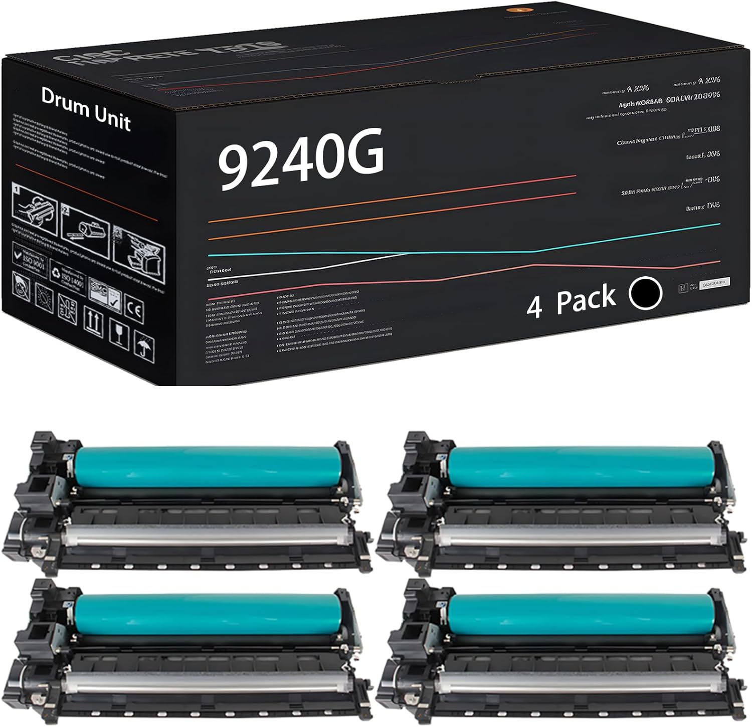 UVUMB Compatible with Savin 9240G Drum Unit Work for Savin 9240G 9240SP 9250G 9250SP Printers, with Chip, High Yield 160000 Pages, High-Definition Printing (4 Pack Black)