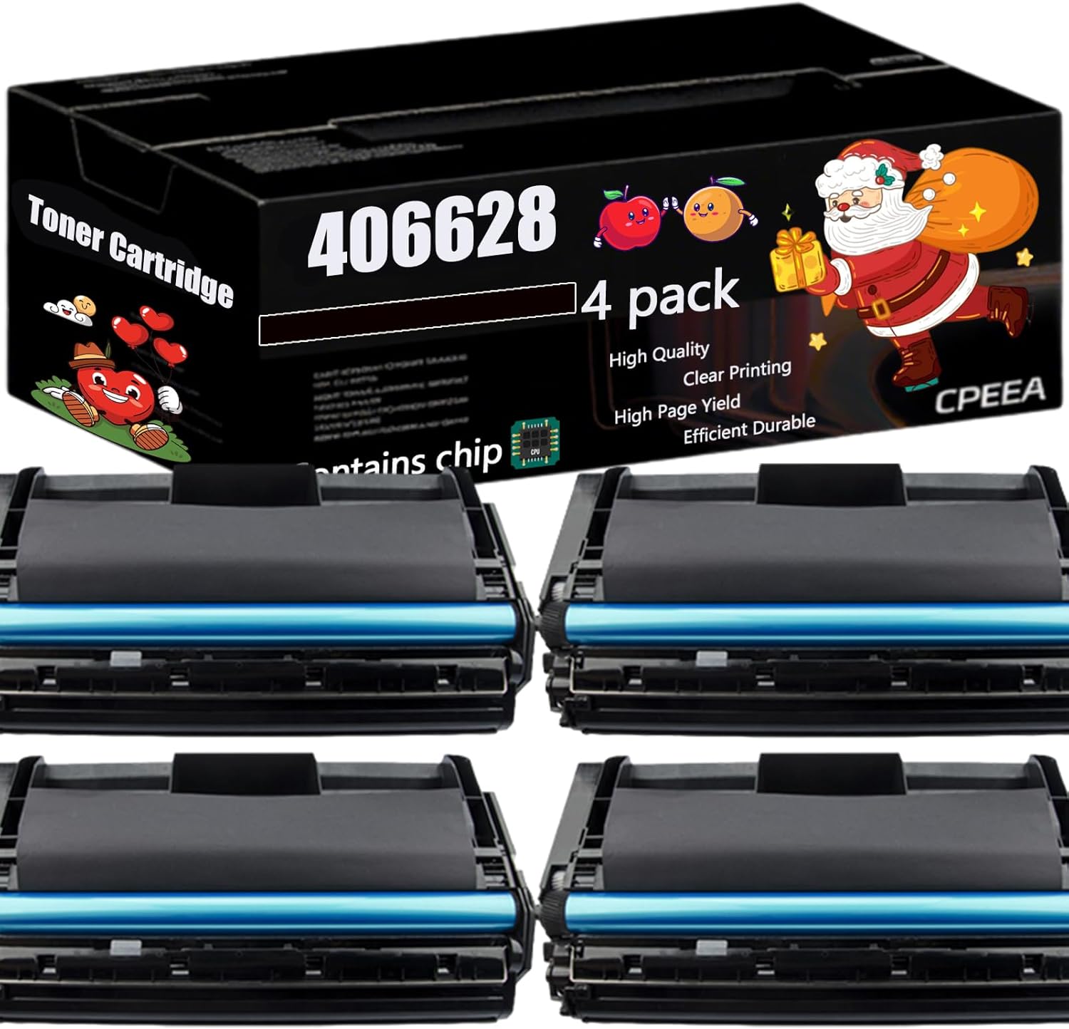 Compatible for Lanier 406628 Toner Cartridge Work for Lanier LP235N Printers, with Chip, High Yield 30000 Pages, Clear Printing (4 Pack Black)