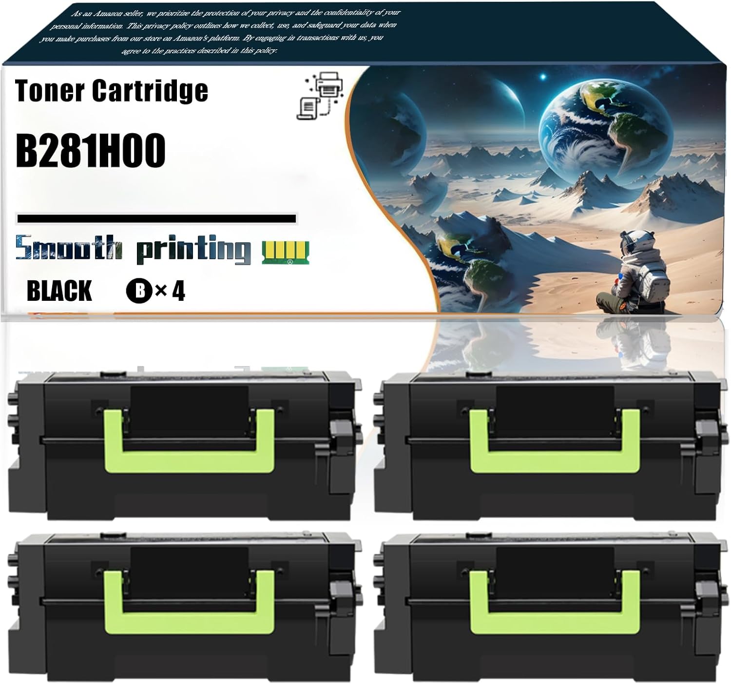 Replacement Parts Toner Cartridge B281H00 Compatible with Lexmark B2865dw Printers, Contains Chip and Clear Printing (4 Pack Black)