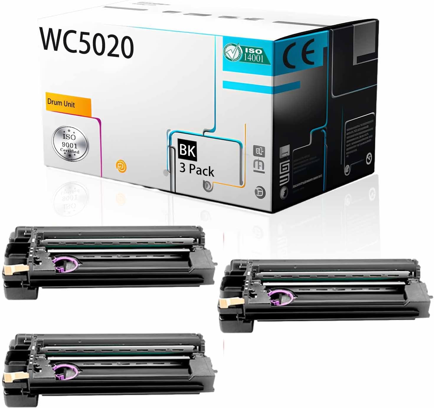 WC5020 101R00432 Drum Unit Compatible for Xerox WorkCentre 5016 5020 5020B 5020DB 5020DN Printer, High Print Page Volume with Chip (Black 3Pack)