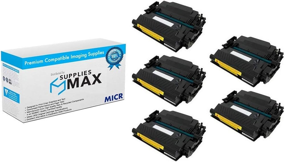 SuppliesMAX Compatible MICR Replacement for HP Laser Jet Enterprise M501/M501N/M506DN/M506N/M506X/M527DN/M527CM/M527Z Toner Cartridge (5/PK-9000 Page Yield) (NO. 87A) (CF287AC_5PK)