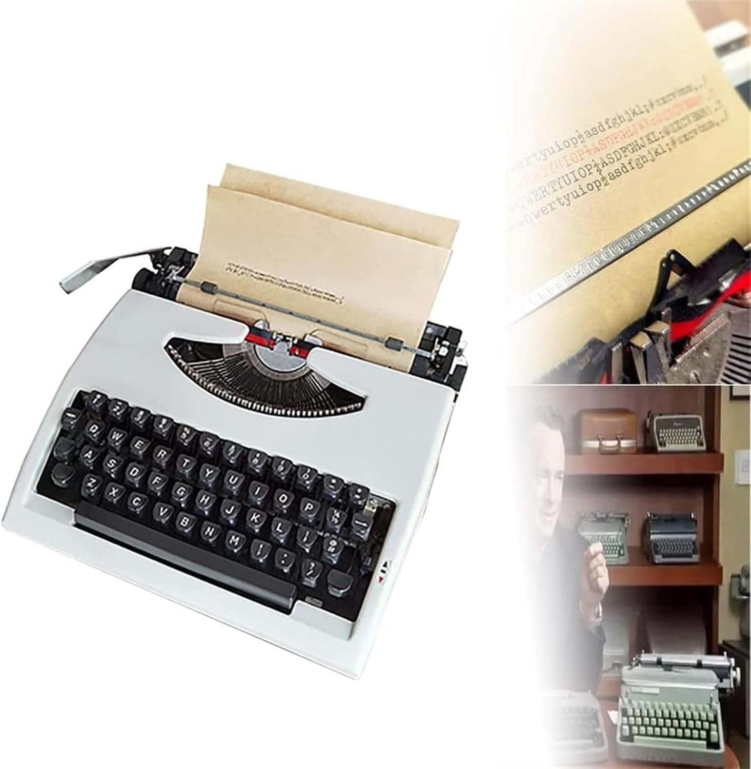 QYQCXGL Old Fashioned Machinery Typewriter Manual Retro English Typewriter, Traditional Mechanical Typewriter, for Notes Letters or Creative Writing, Literary Retro Collection Gift (Color : White)