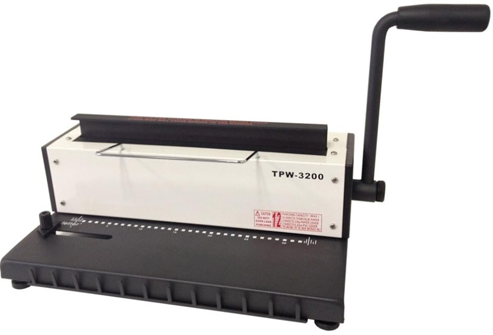 Tamerica TPW-3200 Punch and Bind Machine; 3:1 Pitch Twin Loop Wire; 120 sheets, 9/16