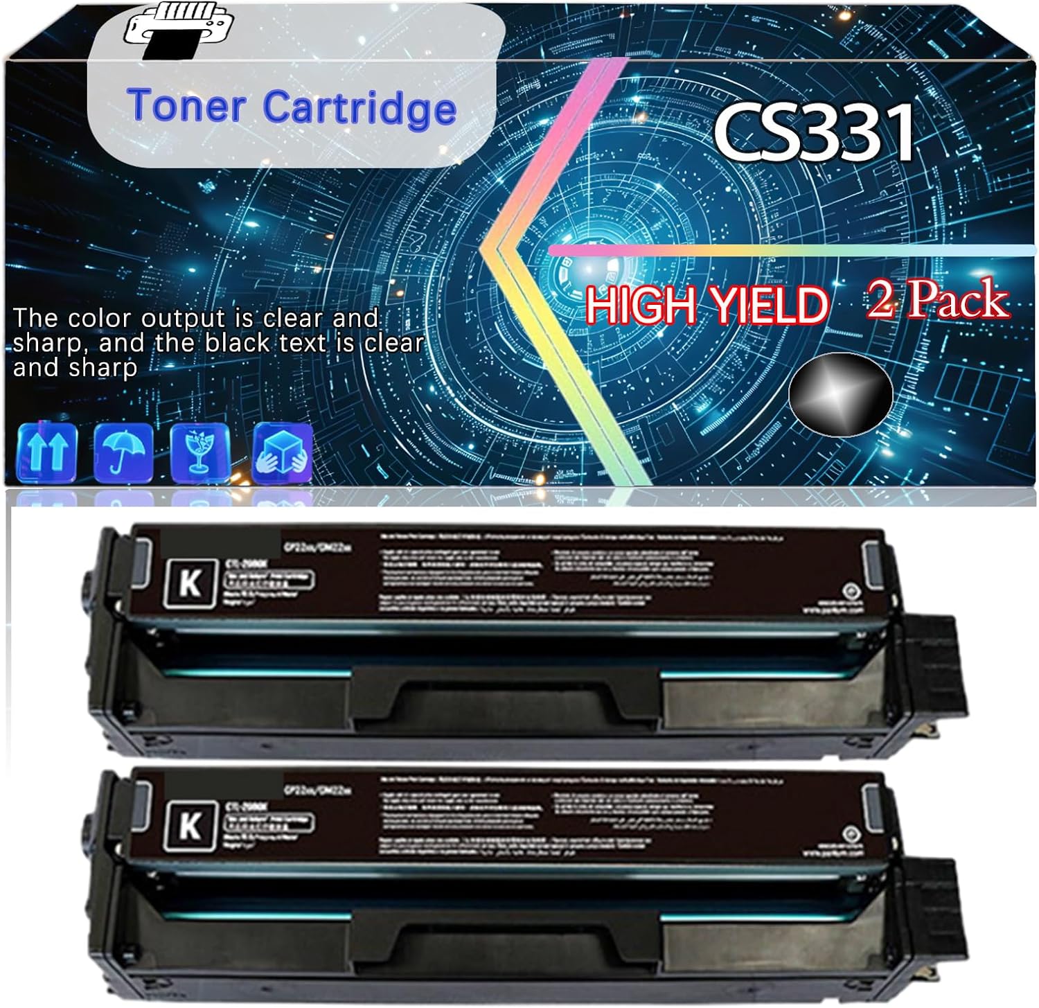 Compatible for Lexmark CS331 Replacement Toner Cartridge Used with CS331 431dw CX331 431dw CX331dw CX431adwe CS331dn Printers, High Production Multiple Options (2 Pack Black)