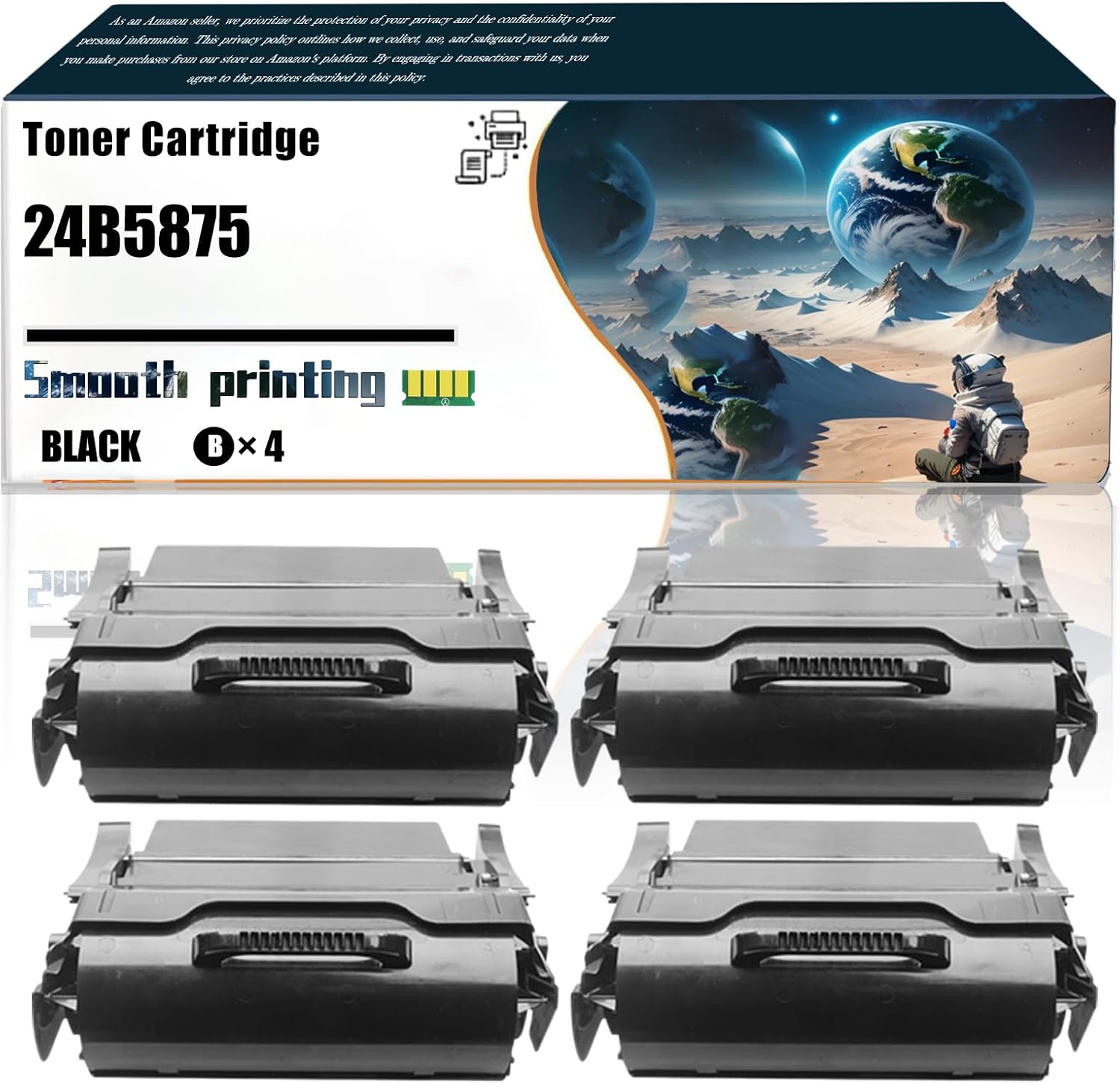 Replacement Parts Toner Cartridge 24B5875 Compatible with Lexmark XS651de MFP XS652de MFP XS654de MFP Printers, Contains Chip and Clear Printing (4 Pack Black)