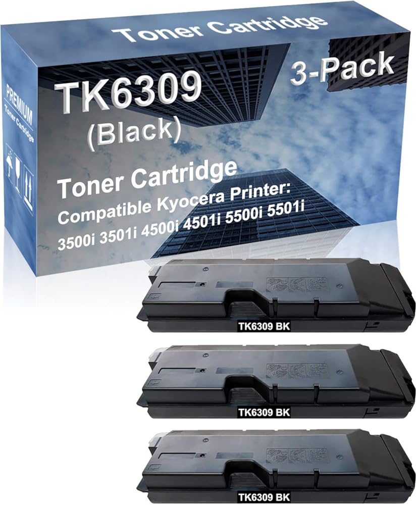 3-Pack Compatible High Capacity TK6309 (TK-6309) Printer Cartridge use for Kyocera 4500i 4501i Printer (Black)